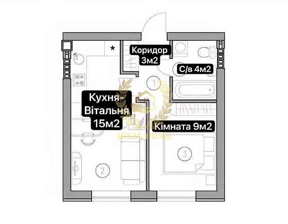 Продаж 1 кімнатної квартири Святопетровское 