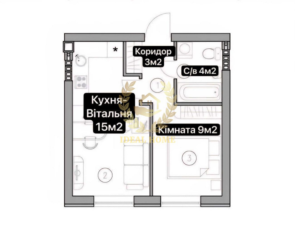 Продаж 1 кімнатної квартири Святопетровское  - фото 2