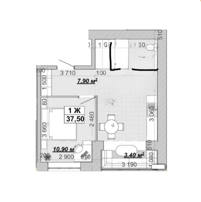 Продаж Квартира 1-кімнатна, 13/14 поверх на вул. Княгинин Івано-Франківськ - фото 3