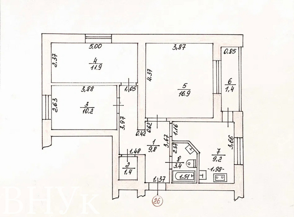 Продаж Квартира 3-кімнатна, 2/4 поверх на Новочерчицька Луцьк - фото 20