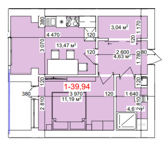 Продаж Квартира 1-кімнатна, 5/6 поверх на Лисенка, 5 Kolomyya