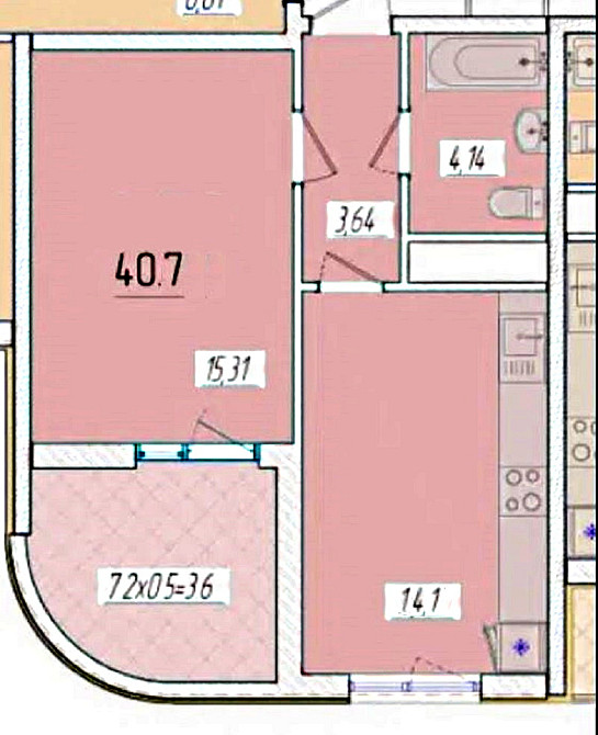 Продам 1 комнатную квартиру 40,7 м2. Краснова / Среднефонтанская. ЖК Kadorr City Одеса - фото 2