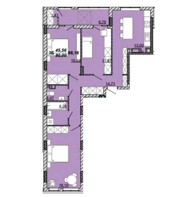 Продаж Квартира 3-кімнатна, 7/8 поверх на вул. Дубенська Kremenets' - photo 1