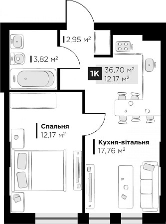 Продаж 1К квартири — Галицька Винники - фото 7