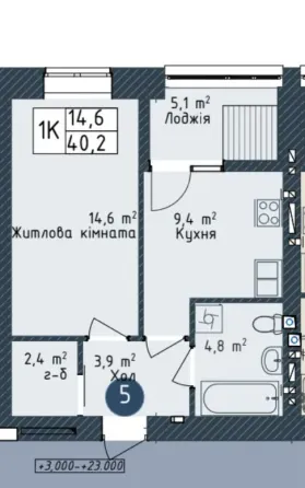 For sale 1-room Apartment 40.2 sq.m ЖК Одеса сити Odessa