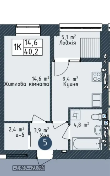 For sale 1-room Apartment 40.2 sq.m ЖК Одеса сити Odessa - photo 3