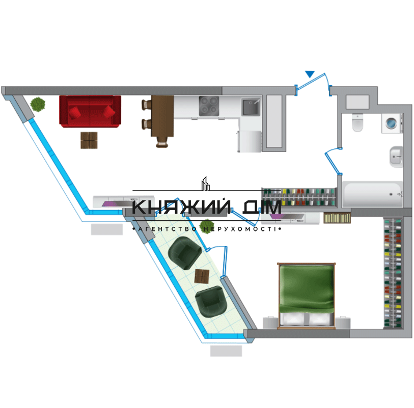 Продаж видової 1-кімнатної квартири в ЖК Зарічний. № 21114979 Київ - фото 5