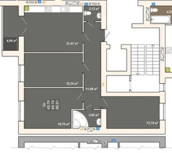 For sale 3-room Apartment 86.6 sq.m Атмосфера Ivano-Frankivs'k