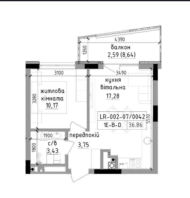 Продаж 1к Квартира 42.9 кв.м lızrome Ужгород - фото 5