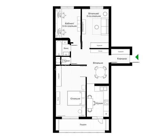 Оренда Квартира 3-кімнатна, 1/9 поверх на вул. Ощепкова Харьков