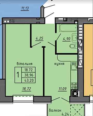 Продаж 1к квартири 43.2 кв. м, Байківці Baikivtsi
