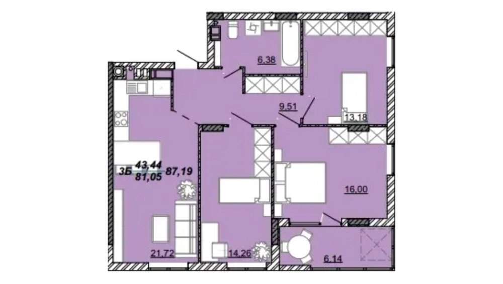 Продаж Квартира 3-кімнатна, 7/8 поверх на вул. Дубенська Кременець - фото 14